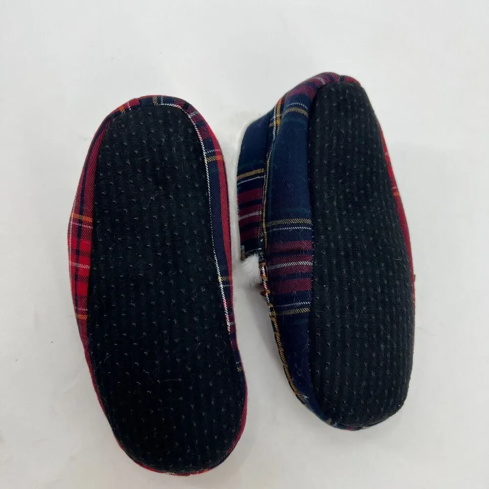 Gymboree Plaid Moccasin Youth Toddler 9-10 Soft Faux Fur Lined Baby Shoes New
